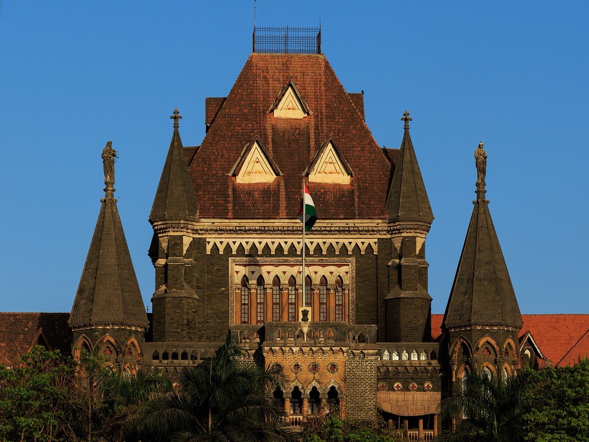 The Bombay High Court building in Fort, with the national flag above the central tower